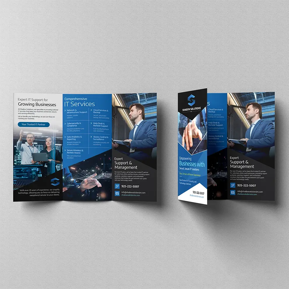 Thumbnail 3: Mockup of Shadow Solutions Inc MSP Brochure - Open view